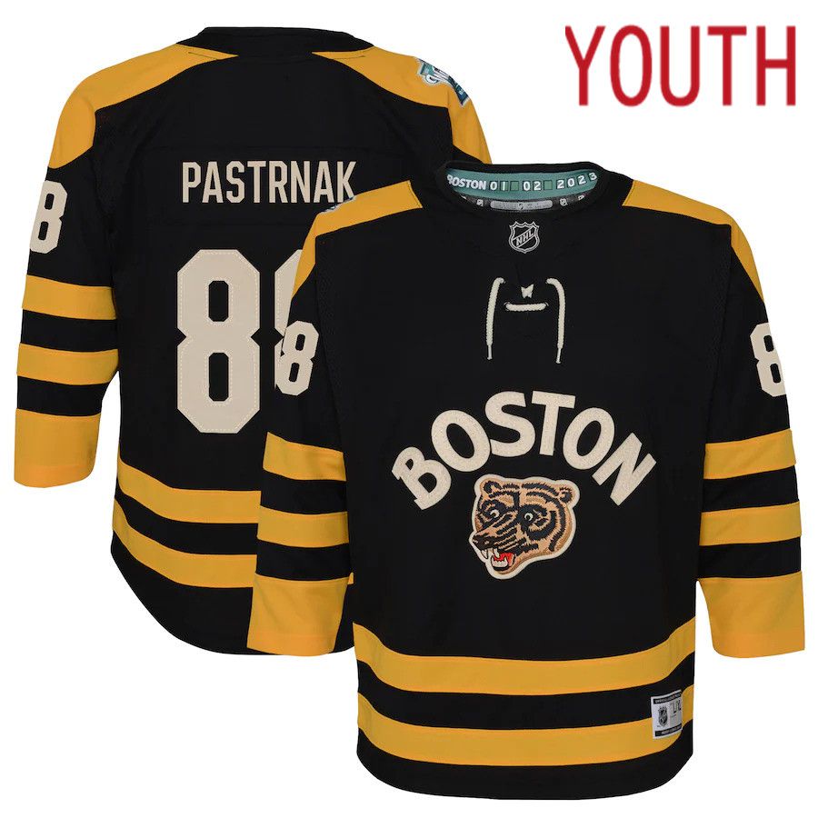 Youth Boston Bruins 88 David Pastrnak Black 2023 Winter Classic Premier Player NHL Jersey